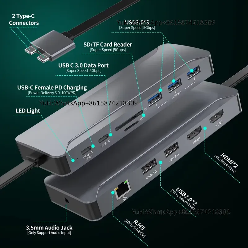 Hot Selling Dual Display Scree - Usb Hub Type C ulasan dan harga