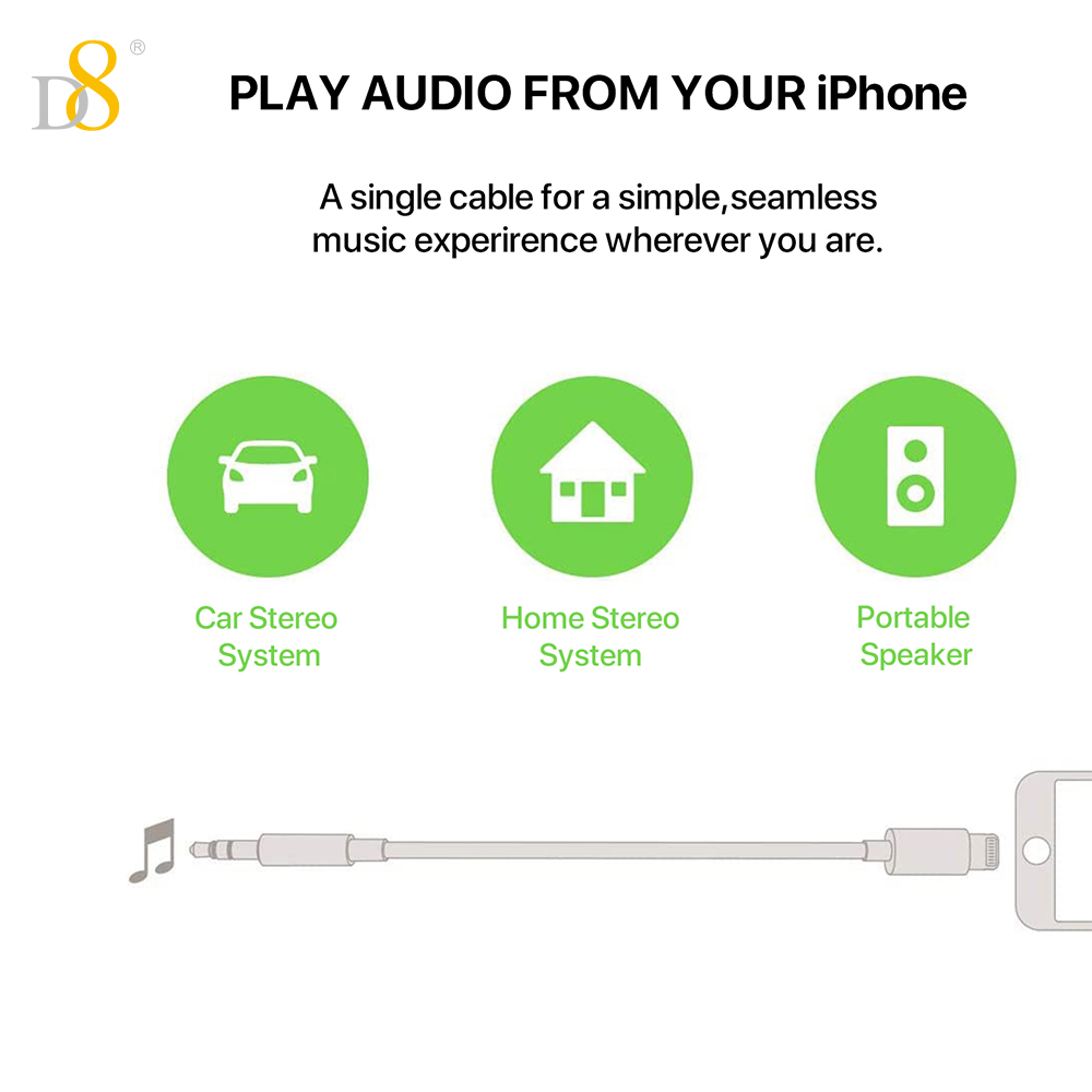D8  Lightning  to 3.5mm Audio  - Wired Earphone Lightning ulasan dan harga